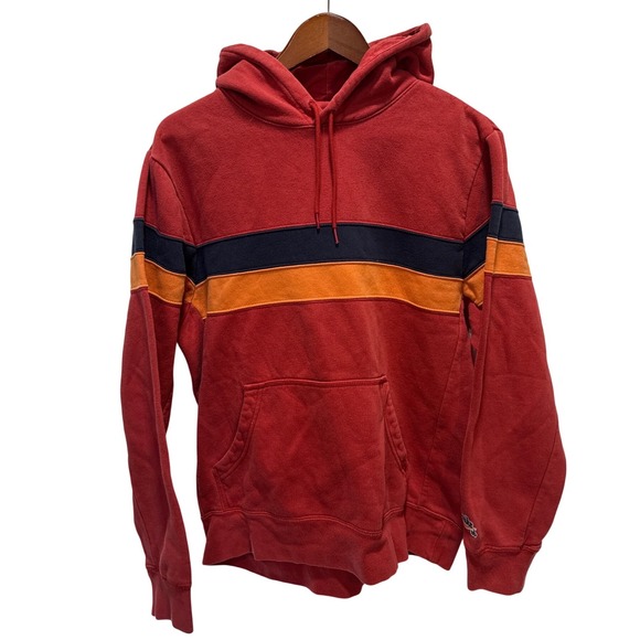 Nike SB Other - Nike SB Mens Red Colorblock Striped Pullover Hoodie Sweatshirt Large AJ9732-687